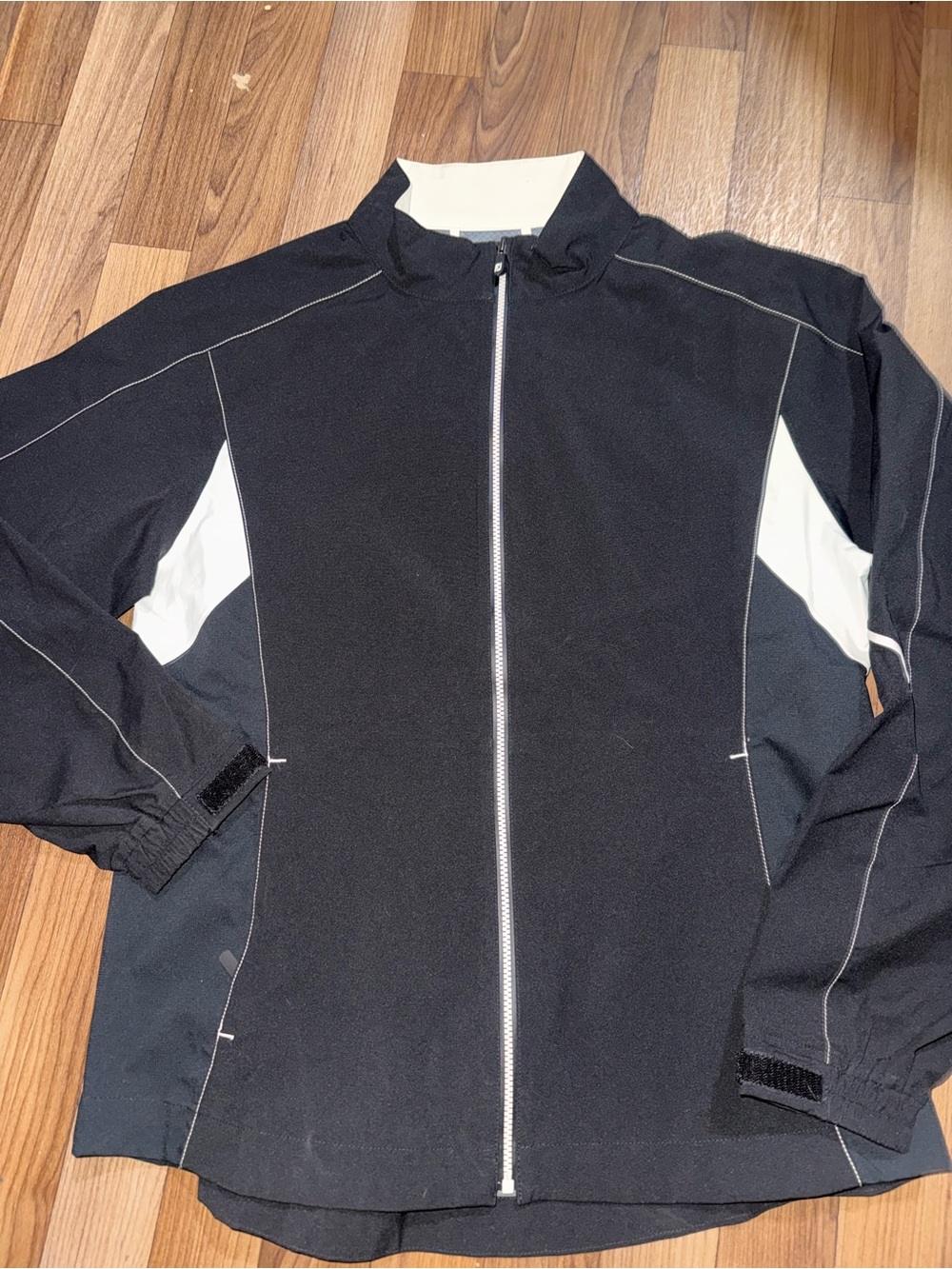 Women’s Black and White Zip-Front Jacket FJ